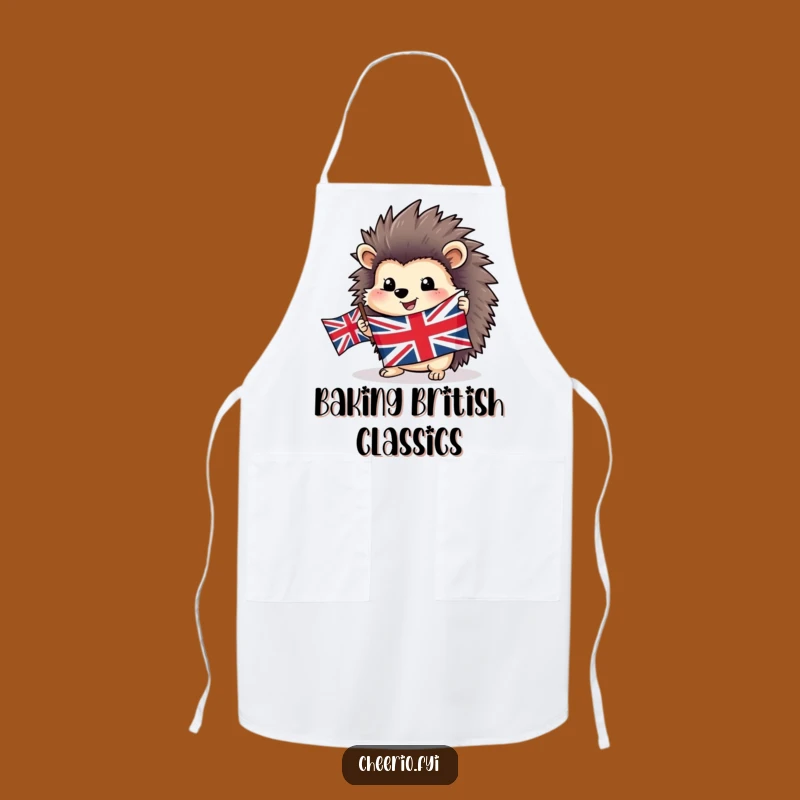 Funny Hedgehog Apron - Patriotic Kitchen Fun with Union Jack Design