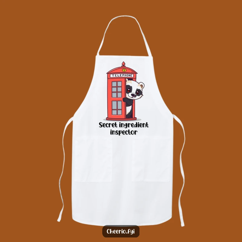 Funny Badger Apron - Kitchen Fun with British Telephone Box Design