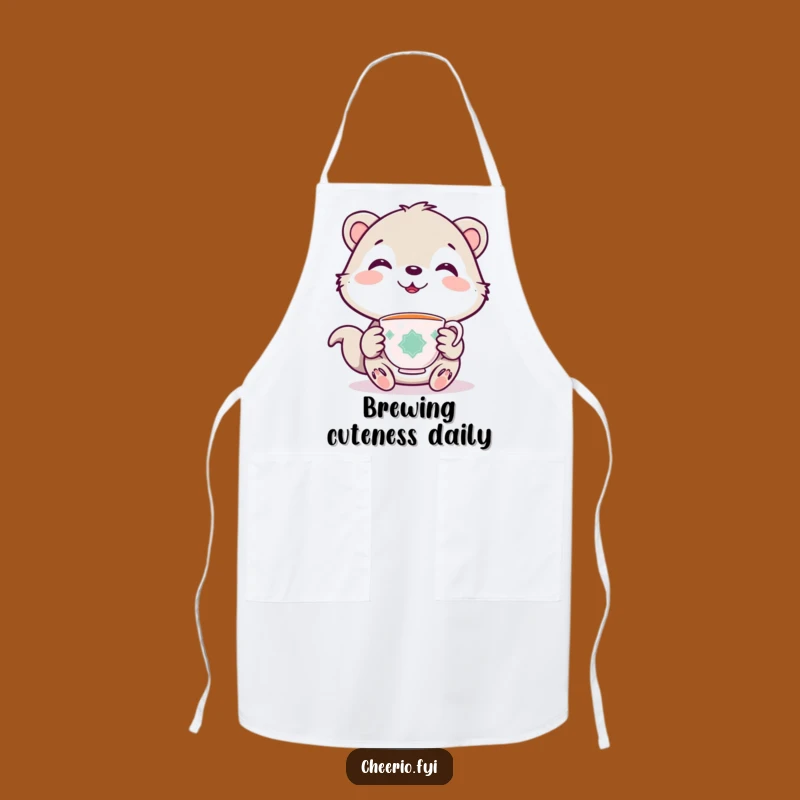 Funny Cute Animal Apron: Kitchen Apron with Smiling Animal and Teacup, Great Funny Gift