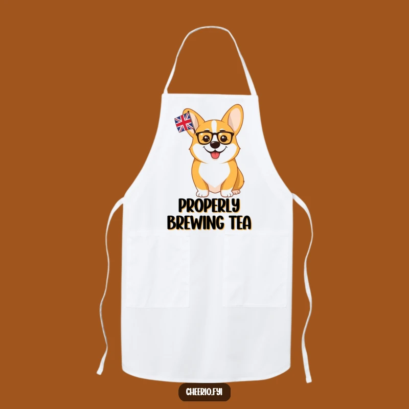 Funny Corgi Monocle Union Jack Apron: Cooking with British Charm