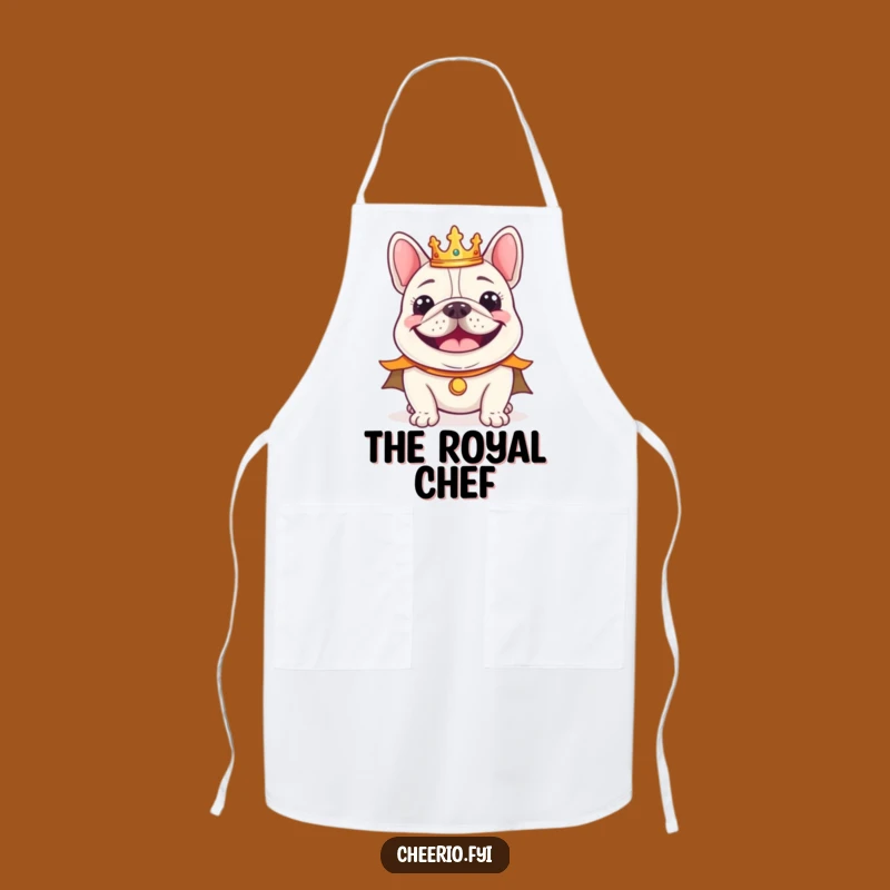 Funny Bulldog King Apron, Regal Smile Perfect Chef Gift