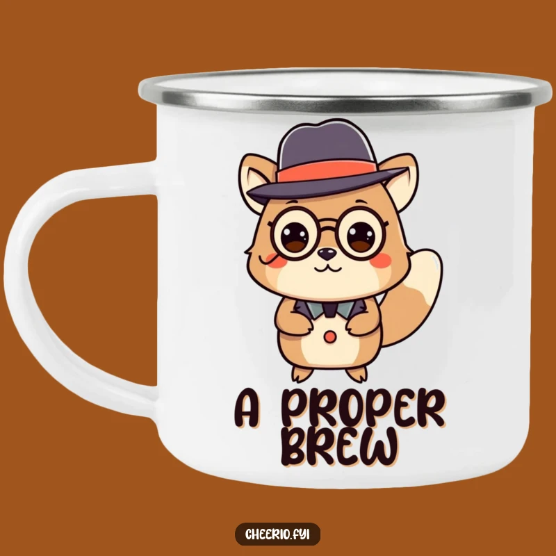 Funny Animal Monocle Curtsey Camping Mug: Rugged Humor for Outdoor Adventures, Great Gift