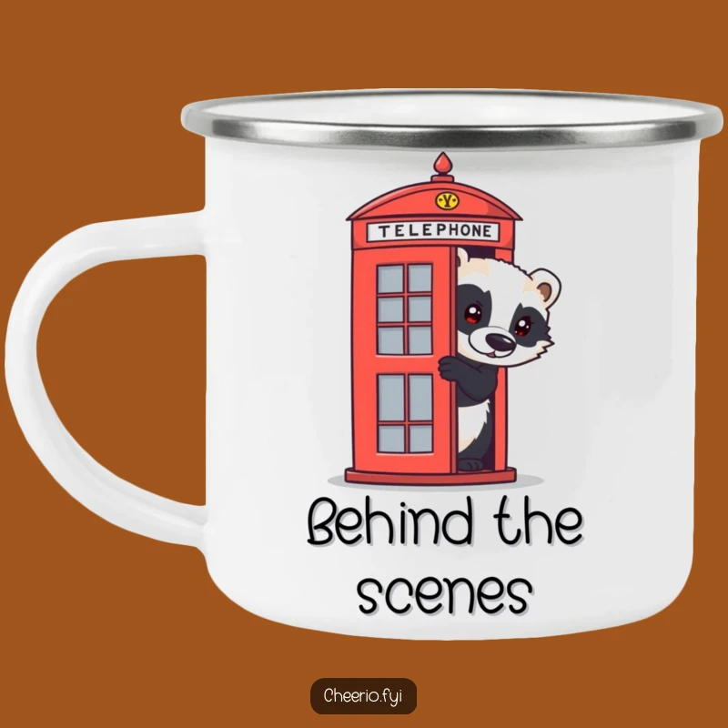 Funny Badger Camping Mug - Rugged British Telephone Box Adventure Cup