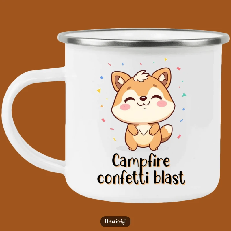 Funny Confetti Animal Camping Mug: Smirking Celebration - Campfire Party Fuel & Funny Gift