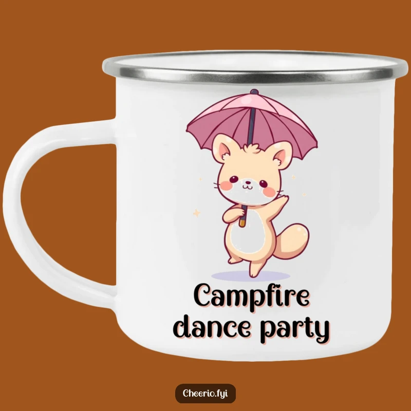 Funny Whimsical Animal Umbrella Camping Mug: Adventure with a Dance