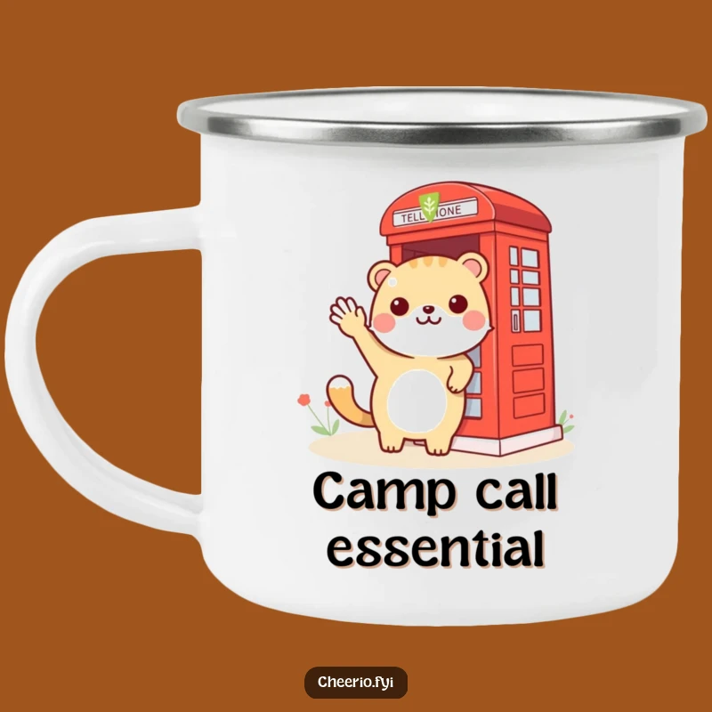 Funny Animal Phone Booth Camping Mug: Adventure Calls with a Wave
