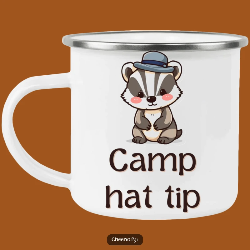 Funny Badger Bowler Hat Camping Mug: Outdoor Dapper, Adventure Humor Gift