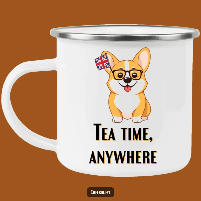 Funny Corgi Monocle Union Jack Camping Mug: British Adventure Companion