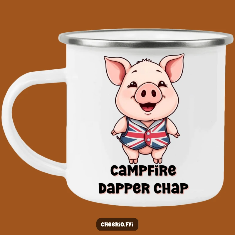 Funny Happy Pig Camping Mug - Durable Union Jack Mug, Perfect Funny Gift!