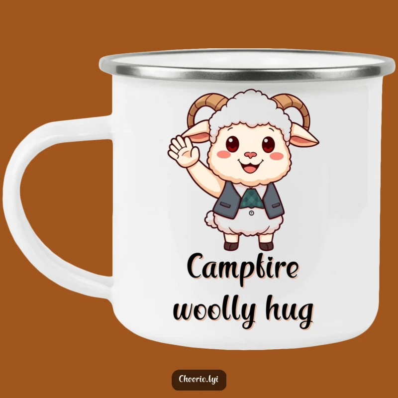 Funny Happy Sheep Waistcoat Camping Mug, Friendly Sip Outdoor Gift