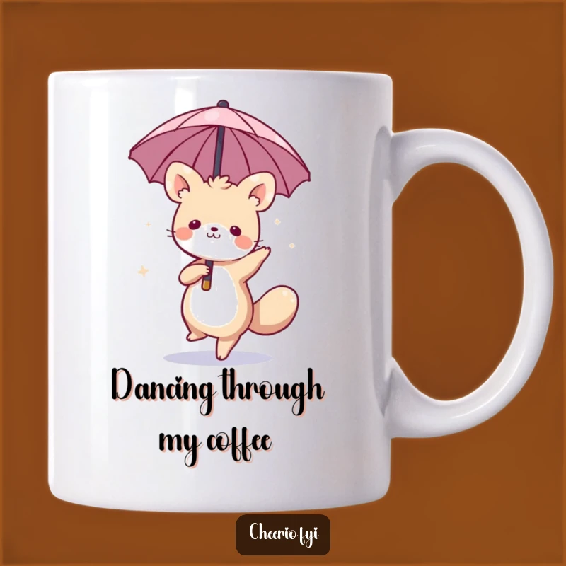 Funny Whimsical Animal Umbrella Mug: Dance Through Your Day Gift