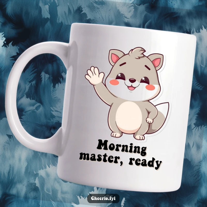 Funny mug featuring a charismatic animal with a confident smirk, giving a jaunty wave with its paw, radiating playful charm.