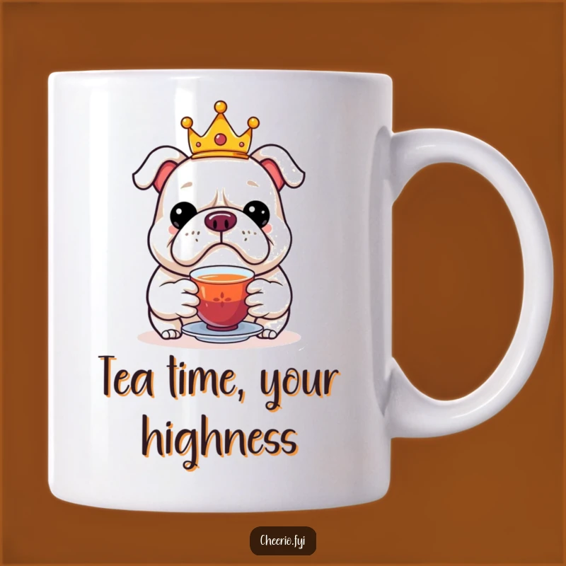 Funny Bulldog Crown Tea Mug - Jolly Royal Pet Gift for Tea Lovers