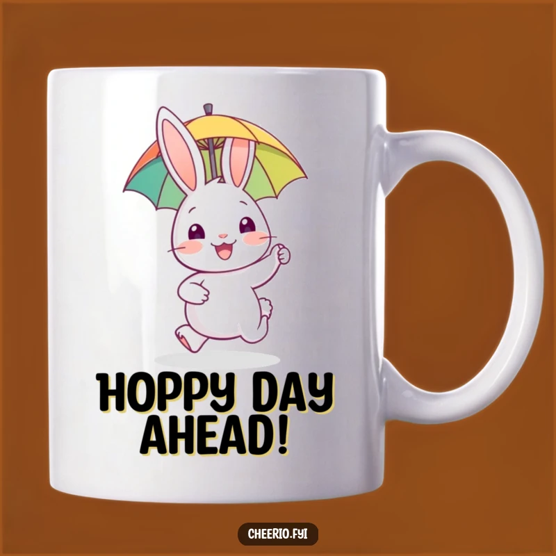 Funny Rabbit Umbrella Mug: Happy Hopper with Tiny Umbrella, a Cheerful Funny Gift