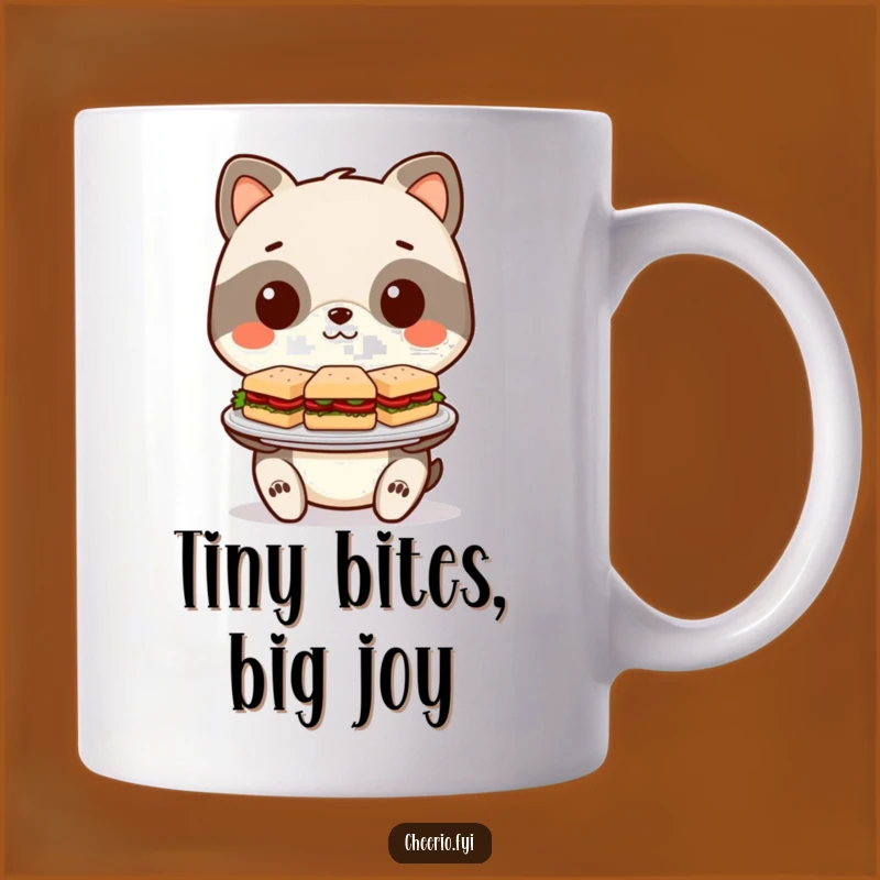 Funny Sandwich Art Mug: Adorable Animal Offers Tiny Delights, Perfect Funny Gift!