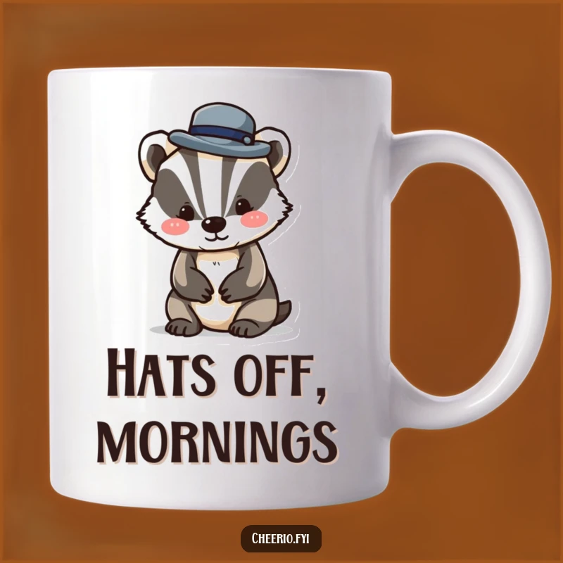 Funny Badger Bowler Hat Mug: Playful Character, Dapper Humorous Gift
