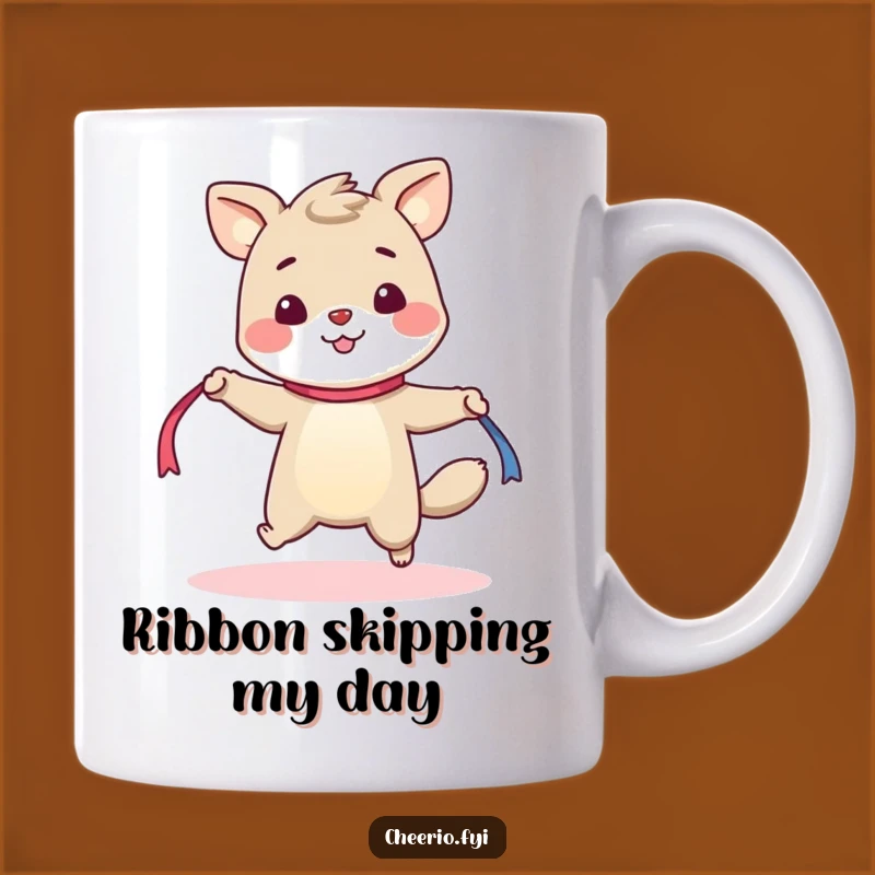 Funny Skipping Animal Mug - Cheerful Ribbon Rope Fun Gift