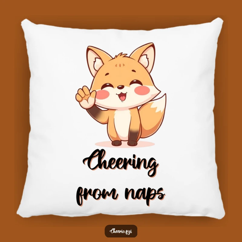 Funny Fox Cheering Pillow: Cozy Fanatic, Humorous Comfort Decor