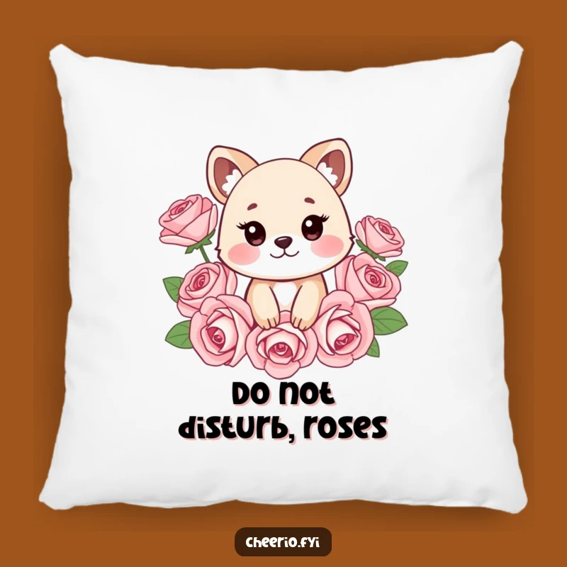 Funny Cheeky Animal Roses Pillow: Cute and Cozy Humor for Your Home