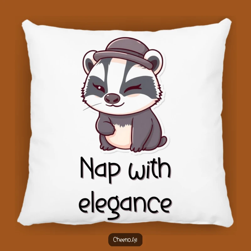Funny Badger Bowler Hat Pillow: Cozy & Cute Accent Throw Pillow Gift