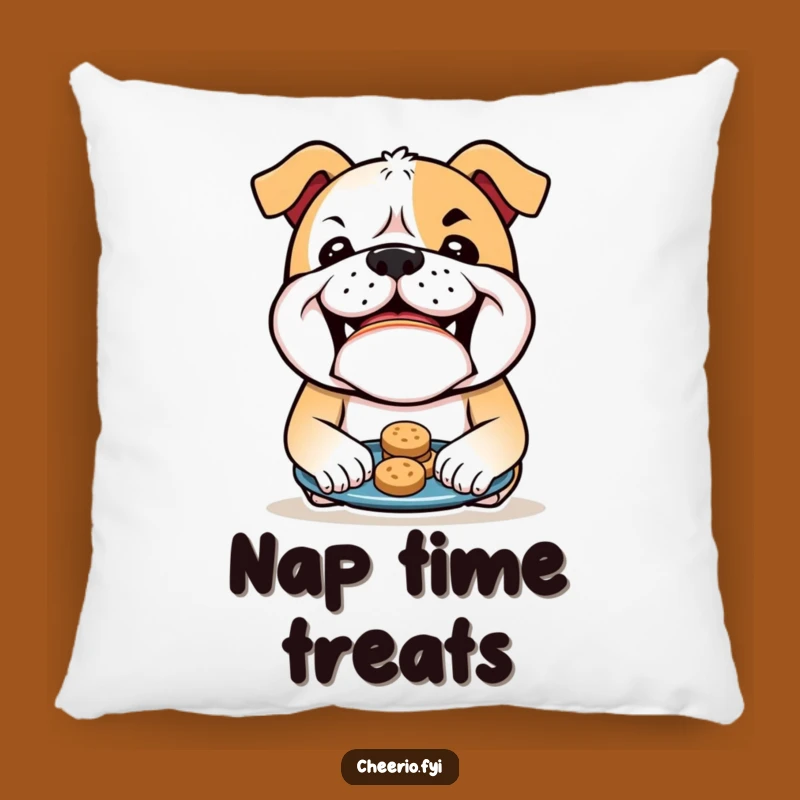 Funny Bulldog Biscuits Pillow - Cozy Mischievous Comfort Gift