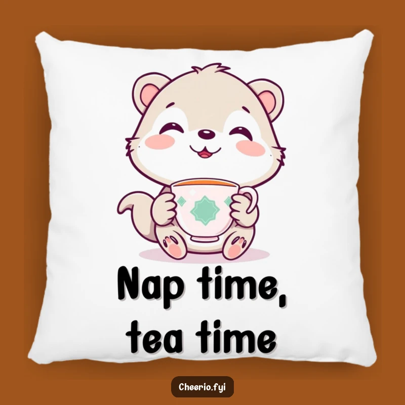 Funny Cute Animal Pillow: Comfy Pillow with Sweet Animal and Teacup, Lovely Funny Gift