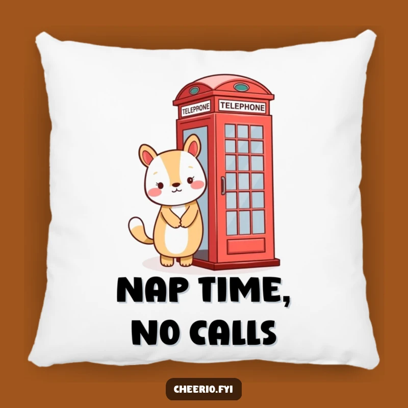 Funny Phone Booth Pillow: Cozy Up with a Friendly Animal's Cheerful, Vintage Vibe