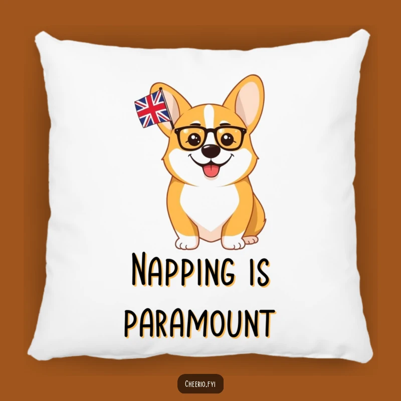 Funny Corgi Monocle Union Jack Pillow: Comfy British Pup Accent