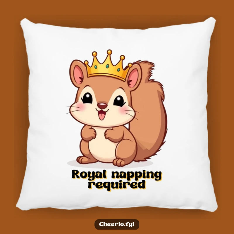Funny Squirrel Crown Pillow - Cozy and Hilarious Royal Accent for Your Sofa