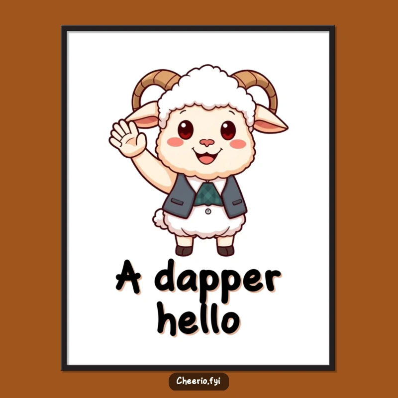 Funny Happy Sheep Waistcoat Digital Print, Friendly Art Perfect Gift