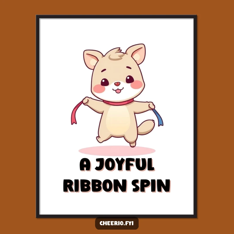 Funny Skipping Animal Digital Art - Cheerful Ribbon Rope Printable