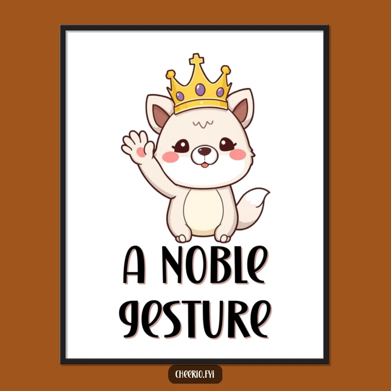 Funny Regal Animal Crown Wave Digital Art: Instant Royal Humor for Your Walls, Perfect Gift