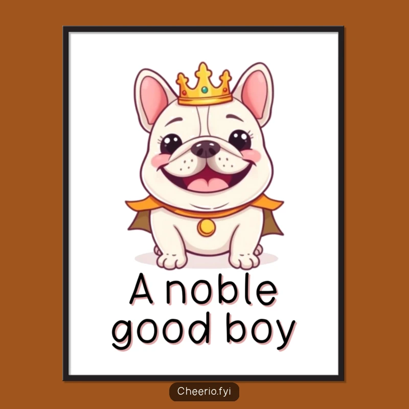 Funny Bulldog King Digital Print, Regal Smile Perfect Wall Art Gift
