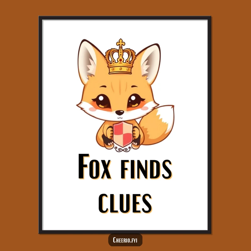 Funny Curious Fox Crest Digital Art - Intriguing & Hilarious Royal Print