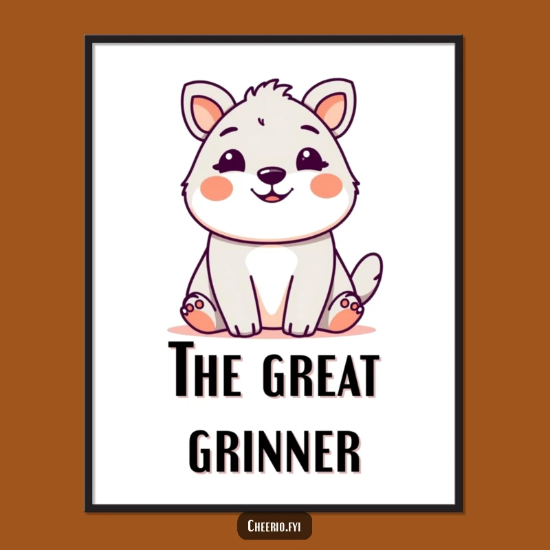 Funny Cute Animal Grin Digital Art: Instant Cheer for Your Space