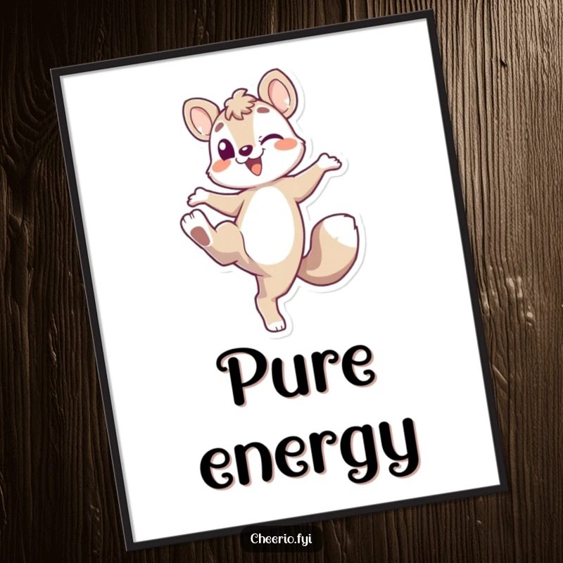 Funny Energetic Fox Digital Art Print: An energetic fox character playfully kicking its leg up, ideal for instant playful decor, funny gift.