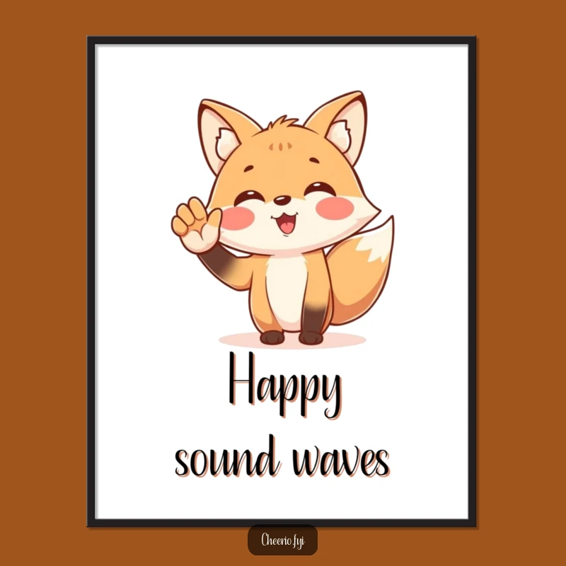 Funny Fox Cheering Digital Art: Fanatic Energy, Instant Spirited Decor