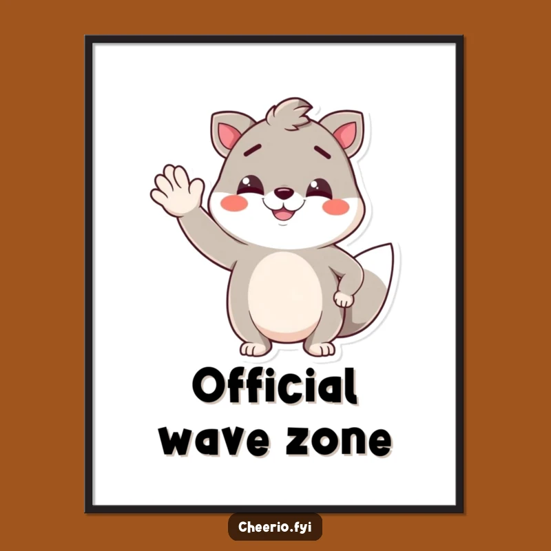 Funny Jaunty Wave Animal Digital Art: Smirk & Wave, Instant Humorous Decor