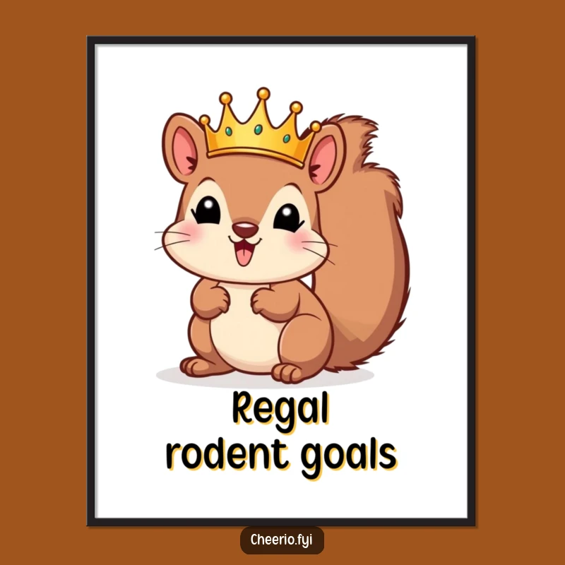 Funny Squirrel Crown Digital Art - Hilarious Regal Animal Print for Instant Decor