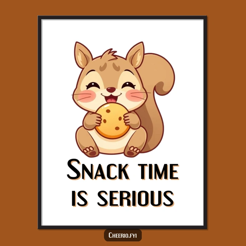 Funny Squirrel Digital Art Print - Delighted Biscuit Artwork for Walls