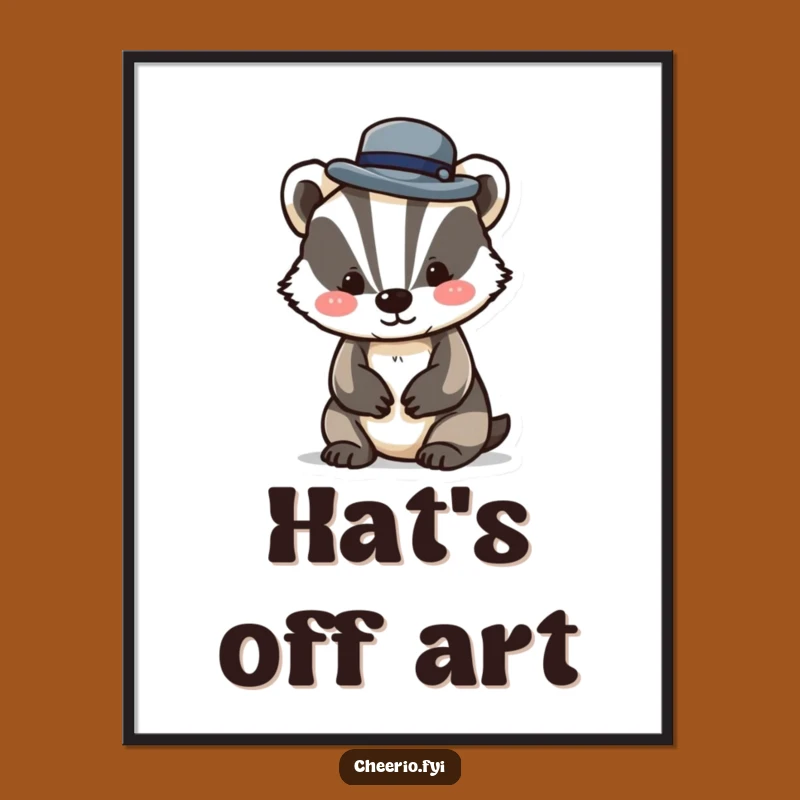 Funny Badger Bowler Hat Digital Art: Dapper Character, Instant Playful Decor
