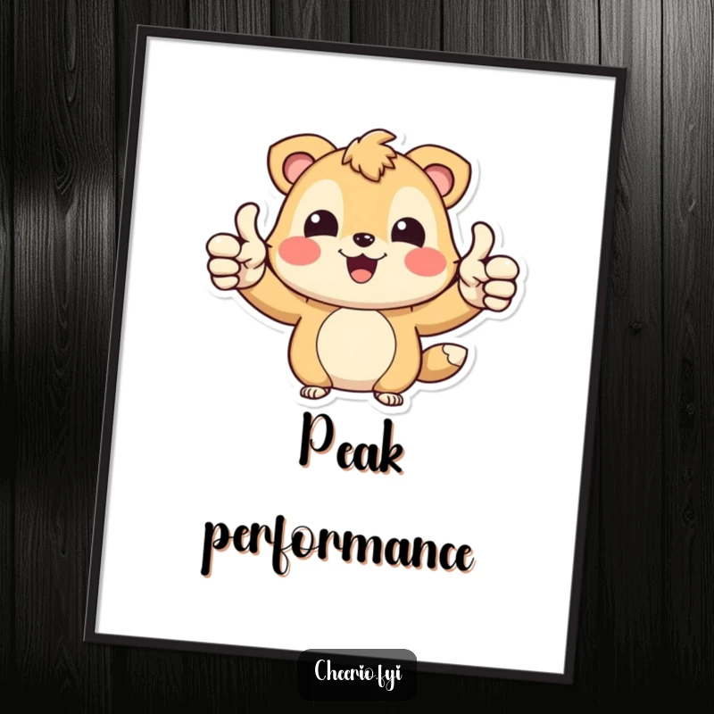 Funny Happy Bear Digital Art Print: A joyful bear character giving two enthusiastic thumbs up, ideal for instant positive decor, funny gift.