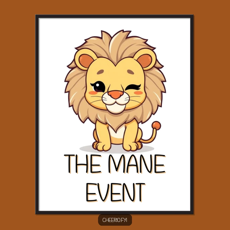 Funny Lion Wink Digital Art: Instant Regal Confidence Print