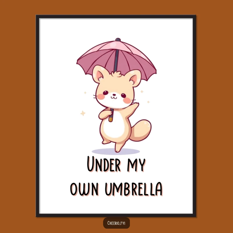 Funny Whimsical Animal Umbrella Digital Print: Instant Whimsical Decor