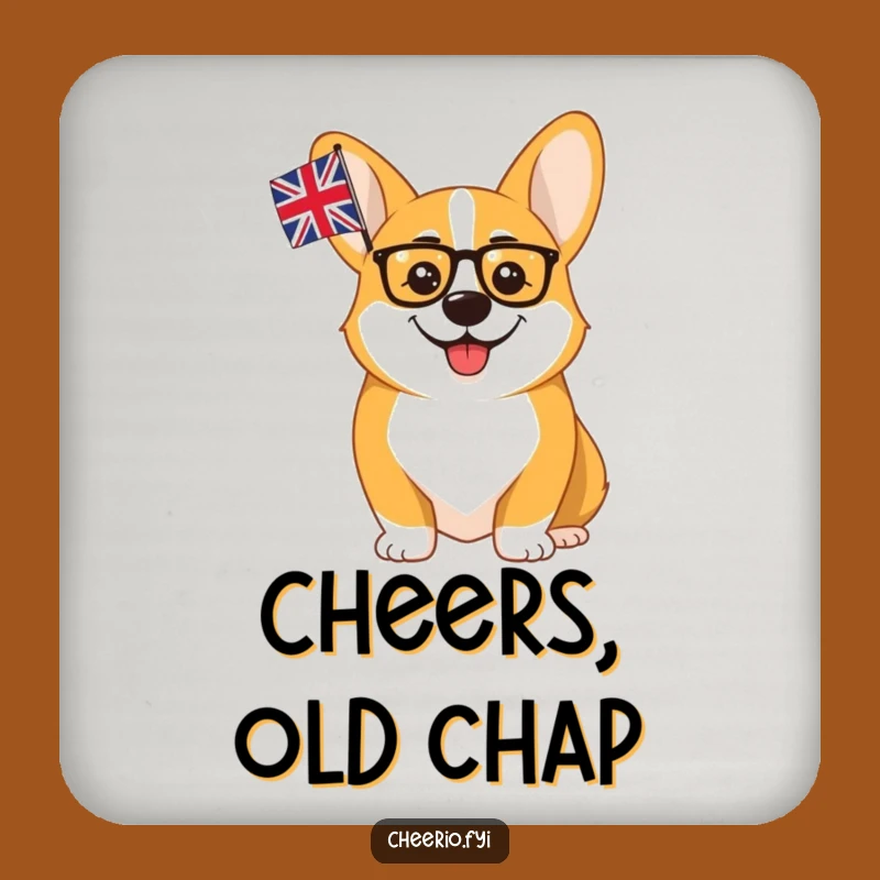 Funny Corgi Monocle Union Jack Coaster: Protect Surfaces with British Style