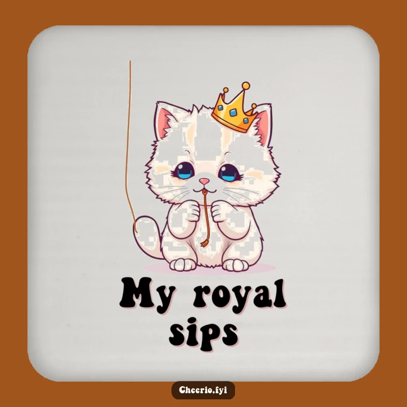 Funny Crown Cat Drink Coaster - Royal Kitty Protection, Perfect Funny Gift!