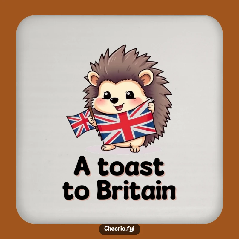 Funny Hedgehog Coaster - Protect Surfaces with British Flag Humor