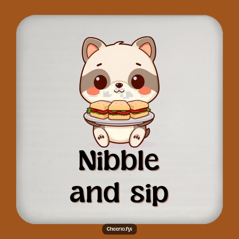 Funny Sandwich Coaster: Stylized Animal Protects Surfaces, A Tiny & Funny Gift!