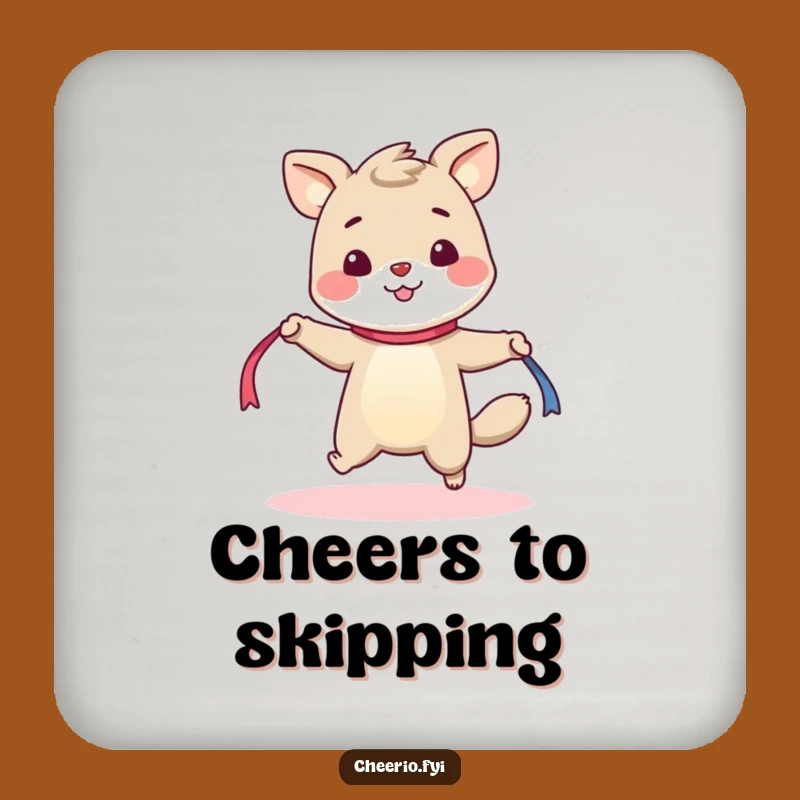 Funny Skipping Animal Coaster - Cheerful Ribbon Rope Drink Protector