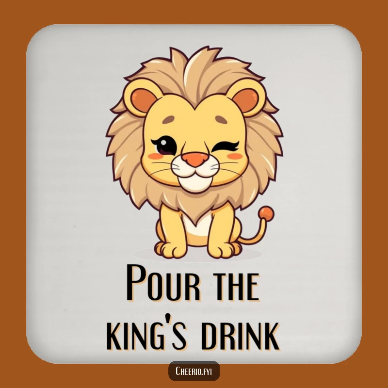 Funny Lion Wink Coaster: Protect Surfaces with Royal Flair